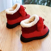 儿童棉鞋女童雪地靴2022冬季宝宝棉鞋学生保暖加绒一脚蹬棉靴