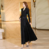 秋款女装2023年黑色，国风新中式连衣裙高端品牌，垂坠感长裙1822