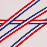 1cm红白宝蓝间色斜纹缎面三色织带条纹涤纶加密加厚丝带装饰彩带