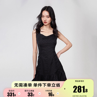 新ONLY2023夏季时尚性感黑色修身短裙吊带连衣裙女