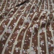竖条纹花朵真丝斜纹绸连衣裙衬衫半身裙100%桑蚕丝服装布料面料