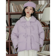 棉服女冬季加厚新中式棉袄宽松短款棉衣中国结女生外套小个子