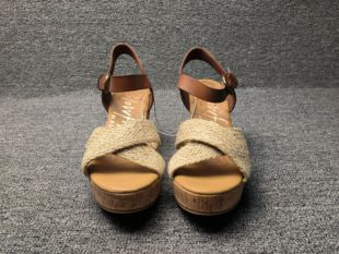 妙丽摩登矮个子的福音外贸原单夏坡跟厚底时尚复古民族风凉鞋