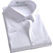 夏海螺(夏海螺)衬衫，男短袖纯棉半袖衬衣商务正装，白隐条纹免烫工装大码