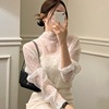 韩国chic春季复古气质设计感半高领波点飘带百搭打底衫衬衫上衣女