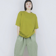 绿色大码宽松短袖t恤女夏季韩版纯棉，半袖中长款下衣失踪上衣t恤裙