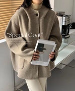  韩国中长款羊毛大衣135 连帽时尚休闲通勤女装羊毛大衣