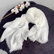 纯白色莫代尔棉围巾植物染蓝染扎染手工染专用白色围巾教学白胚布