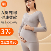 孕妇哺乳秋衣秋裤套装，秋冬季怀孕期月子，产后喂奶纯棉睡衣保暖内衣