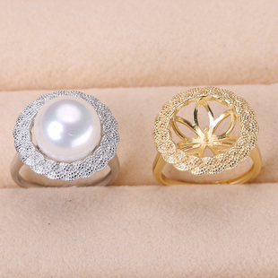 s925纯银戒指环 银饰开口可调节珍珠戒指托 DIY手工制作银配件