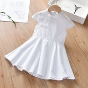 女童连衣裙儿童小白裙2021长裙夏季童装古装白色，裙子女宝宝公主裙