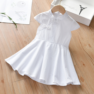 女童连衣裙儿童小白裙，2021长裙夏季童装古装白色，裙子女宝宝公主裙