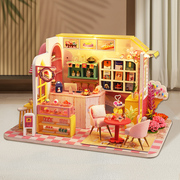 甜品店艺术屋甜品私语diy小屋玩具模型，拼装小房子情人节520礼物