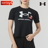安德玛UA黑色圆领短袖女春季休闲宽松运动服健身训练半袖T恤