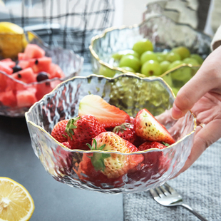 网红ins碗透明沙拉碗玻璃饭碗家用碗盘餐具创意甜品套装组合北欧