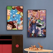 玩具总动员巴斯光年卧室，客厅diy手工填色数字油彩画儿童卡通挂画