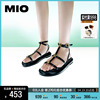 MIO米奥女鞋夏季平底真皮复品质古罗马系带清爽时装凉鞋