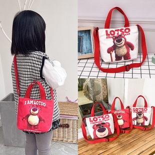 儿童包包男女童百搭斜跨小包，可爱韩版印花帆布，手提包卡通挎包