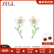 zegl设计师初夏物语系列花朵，耳环女小众设计感耳钉森系夏天耳饰品