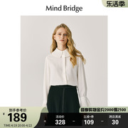 mindbridge女士长袖白色，衬衣春季设计感小众上衣，英伦复古衬衫