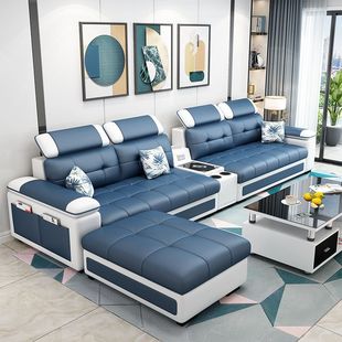 布艺沙发小户型客厅沙发组合可拆洗出租房套装简约现代皮配布家具(布家具)