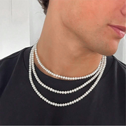 复古白色珍珠短款项链欧美嘻哈锁骨小众男女颈链ins配饰