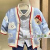 春季男童婴童针织开衫毛衣蓝色，pbckb1112m衬衫pbyab1111m