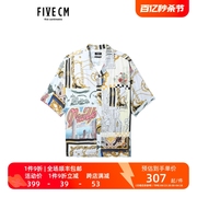 5cmfivecm男装短袖，衬衫2022夏季复古摩登满幅印花8302s2i