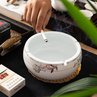 中式多功能陶瓷收纳烟灰缸个性潮流，欧式复古家用客厅茶几大号烟缸