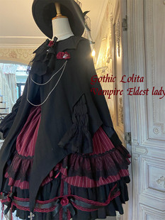逗酱原创lolita哥特吸血鬼，大小姐万圣节优雅玫瑰花囚笼毛呢连衣裙