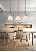 北欧原木LED餐厅灯吊灯三头直排日式实木极简现代简约吧台餐桌灯