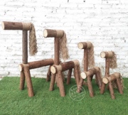 创意木头马仔实木手工小木马造型造景装饰道具田园风格森林系列