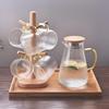 玻璃水杯日式家用套装耐高温冷茶道，玻璃杯具泡茶杯子带把透明锤纹