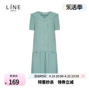 line女装水手领连衣裙，秋季韩版学院风纯色长裙agoplg9400