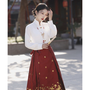 马面裙敬酒服2024新中式旗袍红色汉服套装刺绣，订婚结婚礼服女