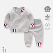 婴儿毛衣套装2024春装男宝宝两件套儿童长袖针织线衣外套春季