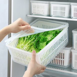 冰箱收纳盒沥水篮厨房食品级保鲜盒，水果蔬菜鸡蛋，专用冷冻整理神器