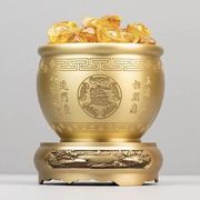 黄铜新中式对联八宝，招财进宝铜缸聚宝盆摆件，大气奢华精致复古家居