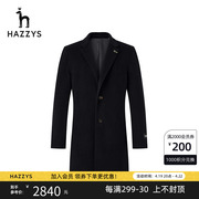 hazzys哈吉斯(哈吉斯)冬季毛呢大衣，男士韩版羊毛外大衣，外套男保暖呢子男装