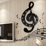音乐音符北欧客厅家用时尚创意，钟表个性石英装饰时钟静音艺术挂钟