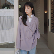 香芋紫色西装外套女2023春系韩系气质复古高级感休闲通勤西服