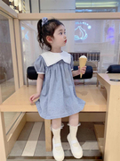 女童连衣裙夏款2024洋气夏装公主裙韩版中小童格子娃娃领裙子