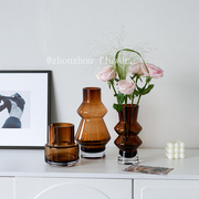 轻奢高级感ins风花瓶摆件设计感玻璃花器鲜花插花客厅桌面装饰品