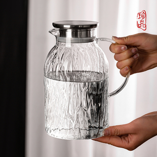 耐热冰川纹水壶凉水壶玻璃耐高温冷水壶家用凉茶壶大容量凉杯套装