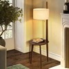 美式落地灯复古客厅沙发旁卧室书房床头胡桃色实木立式置物架台灯