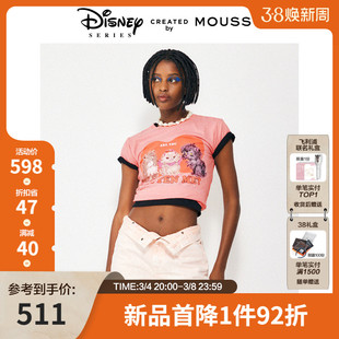 MOUSSY 春季迪士尼合作款可爱猫咪正肩短袖T恤010GAY90-5700