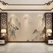 新中式国画山水壁纸电视背景墙纸客厅沙发装饰影视墙布定制8D壁画