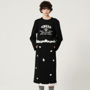 4MILE设计师品牌 2023秋冬logo印花蕾丝黑色短卫衣半裙木兰