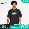 Nike耐克男子黑色做旧短袖印花LOGO圆领运动透气T恤衫 FD1299-010