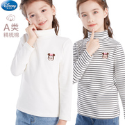 迪士尼女童打底衫儿童秋冬装长袖，t恤高领秋衣，中大童保暖上衣童装